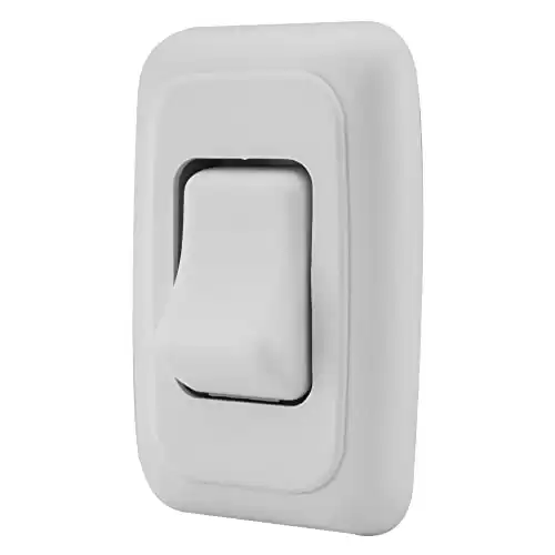 Single SPST On-Off Switch with Bezel, 12-Volt, for RV, Trailer, Camper (White)