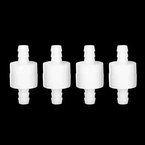 Feelers 1/4" One Way Inline Check Valve Non-Return One-Way Air Water Gas Check Valve Ozone Resistance PVDF, Pack of 4