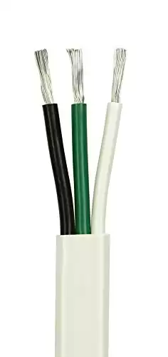 10/3 AWG UL 1426 (The Real Thing) Triplex Flat Marine Wire - Tinned Copper Boat Cable - 30 Feet - White PVC Jacket
