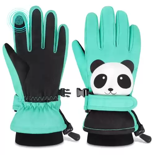 Findway Ski Gloves, Warm Waterproof Winter Snow Gloves for Cold Weather, Touchscreen Fingers Breathable Snowboard Gloves for Boys Girls Toddler Outdoor
