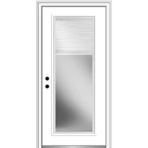 National Door Company EFS686BLFS26R Fiberglass Smooth Primed, Right Hand In-Swing, Prehung Front Door, Full Lite, Clear Glass with RLB, 30