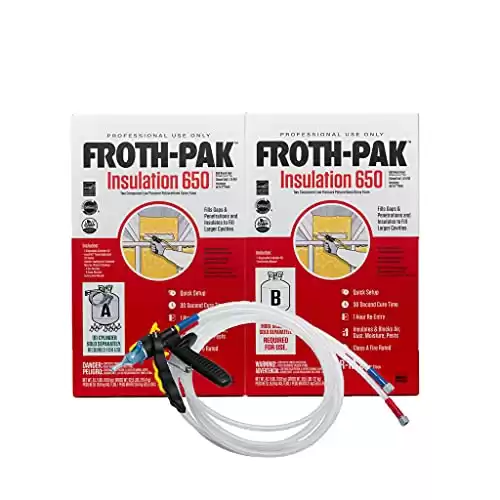 Froth-Pak 650 Spray Foam Insulation, 15 ft Hose. Improved Low GWP Formula. Insulates Cavities, Penetrations & Gaps Up to 2