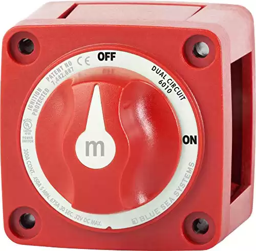 Blue Sea Systems 6010 m-Series Battery Switch Dual Circuit, Red